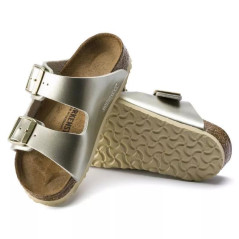 Birkenstock Arizona Kids Birko-Flor Electric Metallic Gold Narrow Girls' Flip-Flops (1014841)