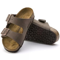 Birkenstock Arizona Kids Birko-Flor Nubuk Mocha narrow flip-flops for kids (0552893)
